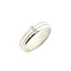 9 krt. Ring met diamant | 0,075 ct. (witgoud, unisex), Handtassen en Accessoires, Antieke sieraden, Ophalen of Verzenden, Goud