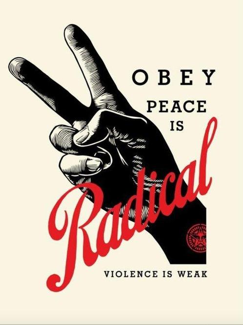 Shepard Fairey (OBEY) (1970) - Peace is Radical, Antiek en Kunst, Kunst | Schilderijen | Modern