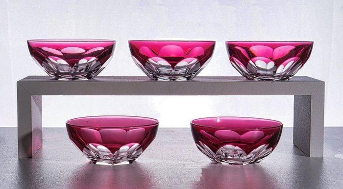 Val Saint Lambert - Plateau - Belgique, Ensemble de 5 coupes, Antiquités & Art, Antiquités | Verre & Cristal