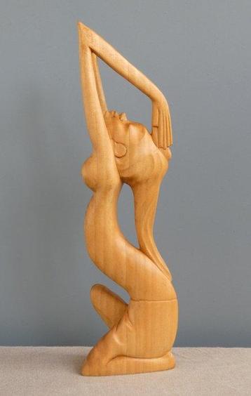 Sculpture, Gestileerd houten vrouwenbeeld - 33.5 cm - Bois