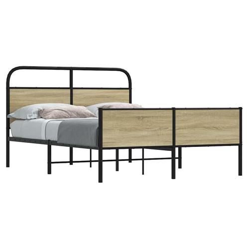 vidaXL Cadre de lit sans matelas 140x190 cm chêne sonoma, Maison & Meubles, Chambre à coucher | Lits, Neuf, Envoi