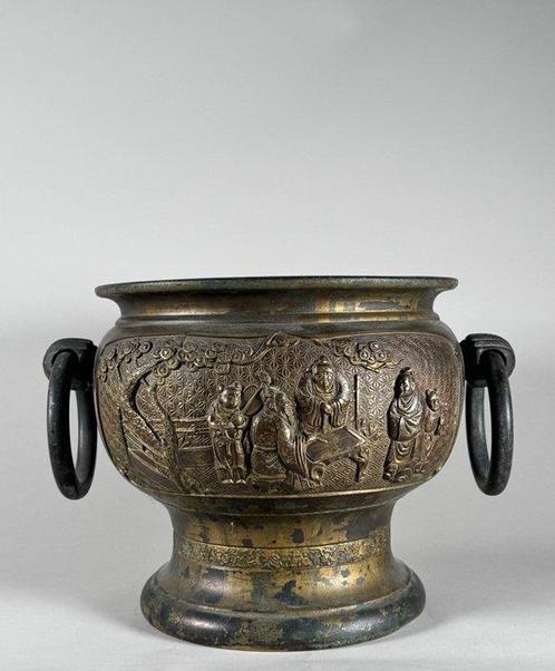 Figure - Bronze  planter - Bronze doré - Japon - Période, Antiek en Kunst, Antiek | Overige Antiek