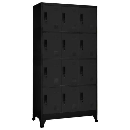 vidaXL Lockerkast 90x45x180 cm staal zwart, Huis en Inrichting, Kasten | Overige, Nieuw, Verzenden