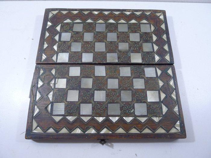 jeu déchecs onyx et marbre échiquier artisanal incrusté de, Antiquités & Art, Curiosités & Brocante