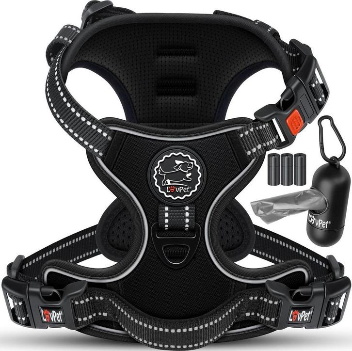 LOVPET® Reflecterende Hondentuigje - Hondenharnas - Zwart -, Dieren en Toebehoren, Overige Dieren-accessoires, Verzenden