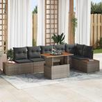 vidaXL Tuinbank Set met opslag 7 pcs Grijs Poly rattan, Verzenden, Nieuw
