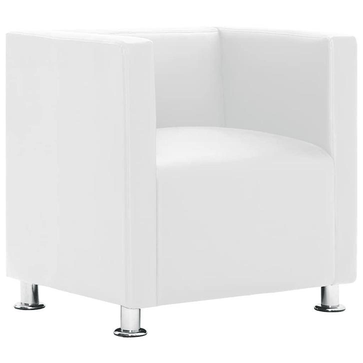 Witte Kunstleren Fauteuil | Tweede Kansje 71x54x69cm, Huis en Inrichting, Fauteuils, 50 tot 75 cm, Minder dan 75 cm, Nieuw, Kunststof