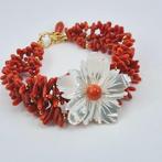 Bloedkoraal - Verguld, Zilver - Armband - Middellandse Zee