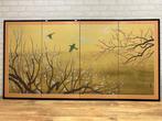Paravent - Bois, Soie, Textile - Japon - Peinture de paysage