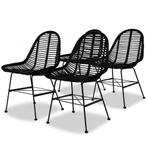 vidaXL Eetkamerstoelen 4 st natuurlijk rattan zwart, Verzenden, Nieuw