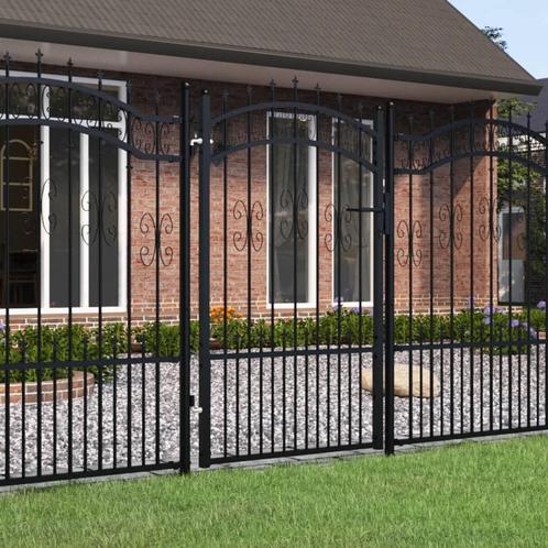 vidaXL Poort met spijlpunten 103x200 cm gepoedercoat staal, Tuin en Terras, Tuinpoorten, Nieuw, Verzenden