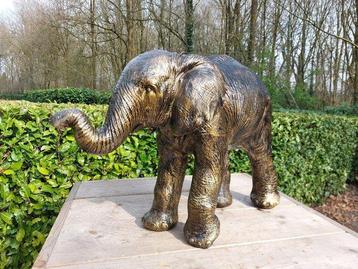 Sculpture, baby elephant color bronze - 48 cm - polyrésine