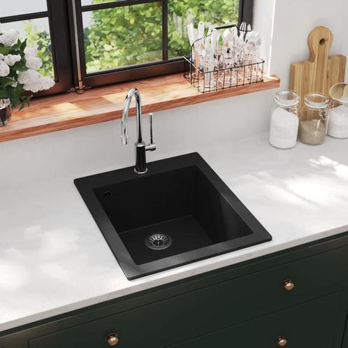 vidaXL Spoelbak opbouw enkele bak graniet zwart, Huis en Inrichting, Keuken | Keukenelementen, Nieuw, Verzenden