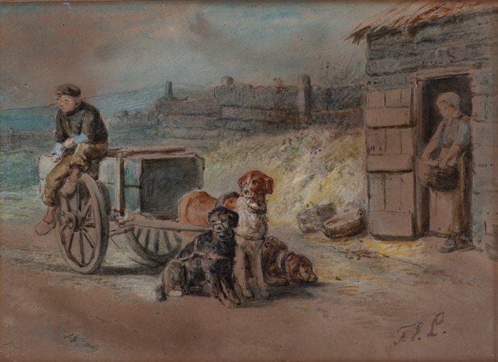 Ferdinand Ernst Lintz (1833-1909) - Genrestuk & Havengezicht, Antiquités & Art, Art | Peinture | Classique