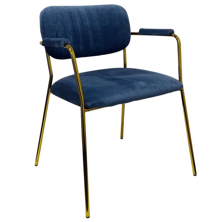 Stoel | Fluweel/Metaal | Petrol | Goudkleurig Frame |, Zakelijke goederen, Horeca | Keukenapparatuur, Nieuw in verpakking, Verzenden