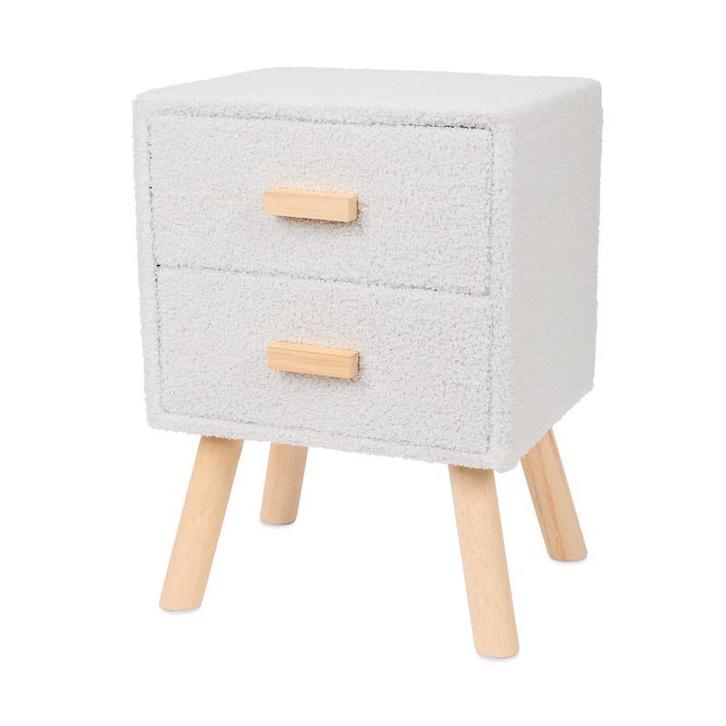 Table de nuit en bouclé - blanc - 35 x 30 x 48 cm, Huis en Inrichting, Woonaccessoires | Overige, Verzenden