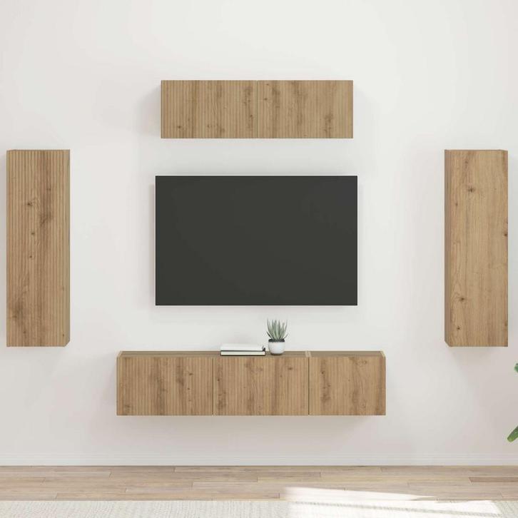 vidaXL TV Kast 5 pcs Artisan Eiken, Huis en Inrichting, Kasten |Televisiemeubels, Nieuw, Verzenden