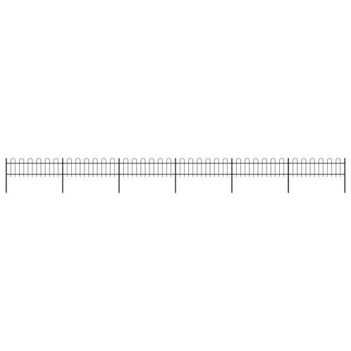 vidaXL Tuinhek met ronde bovenkant 10,2x0,6 m staal zwart, Tuin en Terras, Tuinhekken en Hekwerk, Nieuw, Verzenden