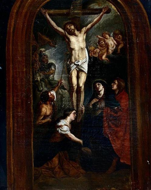 Flemish school (XVII) - Crucifixión, Antiquités & Art, Art | Peinture | Classique