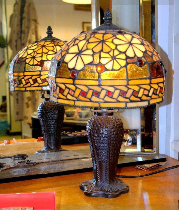 Tiffany - Tafellamp - Glas-in-lood - Vintage, Antiquités & Art, Curiosités & Brocante