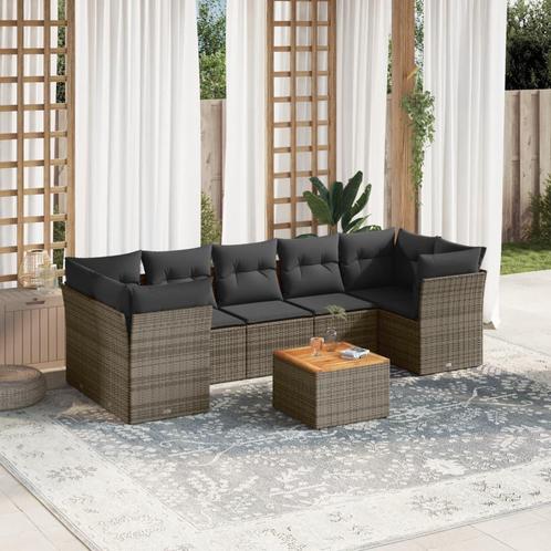 vidaXL 8-delige Loungeset met kussens poly rattan grijs, Tuin en Terras, Tuinsets en Loungesets, Loungeset, Nieuw, Verzenden