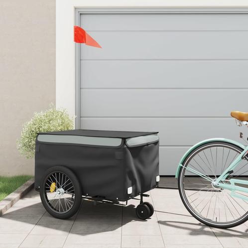 vidaXL Fietstrailer 45 kg ijzer zwart en grijs, Vélos & Vélomoteurs, Accessoires vélo | Remorques, Envoi