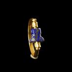 Oud-Romeins Ring met Lapis Lazuli Leeuwenpoot amulet kraal