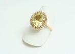 Bague - 18 carats Or jaune Citrine - Diamant - Solitaire, Handtassen en Accessoires, Ringen, Nieuw