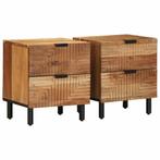 vidaXL Nachtkastjes 2 stuks 40x33x46 cm Massief hout Acacia, Verzenden, Nieuw