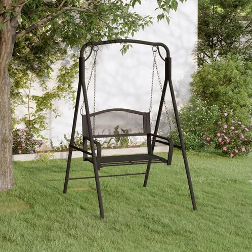 vidaXL Schommelbank 124 cm staal zwart, Tuin en Terras, Tuinsets en Loungesets, Nieuw, Verzenden