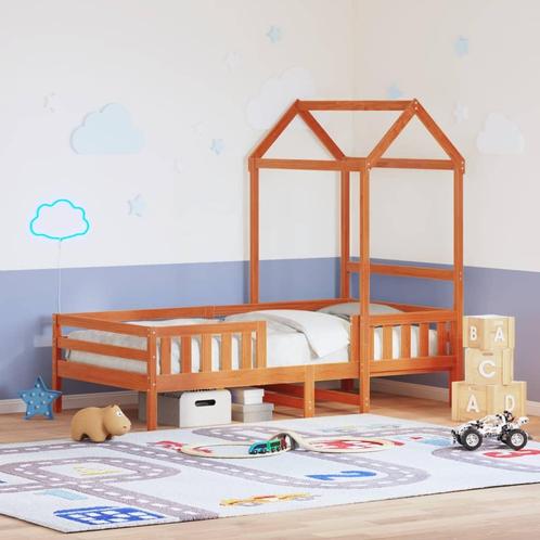 vidaXL Bedframe met huisje massief grenenhout wasbruin, Huis en Inrichting, Slaapkamer | Bedden, Nieuw, Verzenden