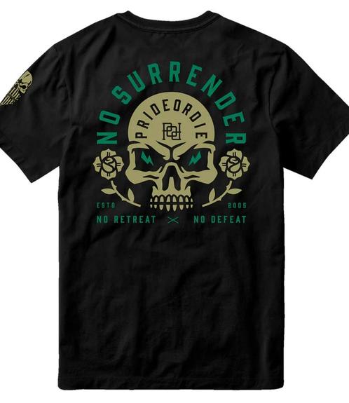 PRIDE or Die T-shirt NO SURRENDER Katoen Zwart, Kleding | Heren, Sportkleding, Zwart, Maat 56/58 (XL), Nieuw, Vechtsport, Verzenden