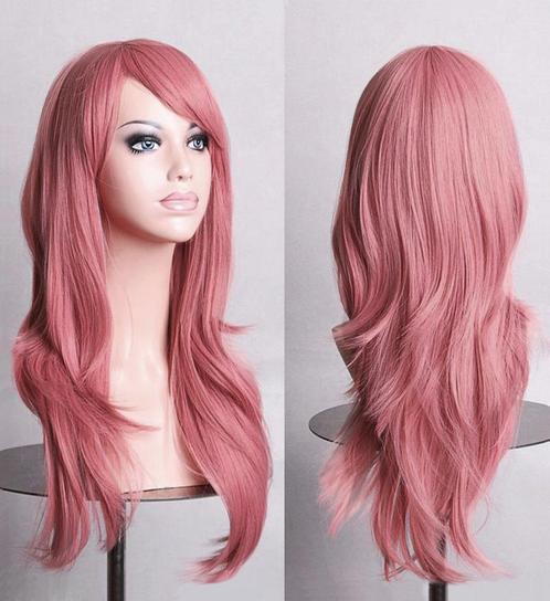 Luxe Lange Pastel Roze Pruik Zeemeermin Lichtroze Mermaid La, Kleding | Dames, Carnavalskleding en Feestkleding, Nieuw, Ophalen of Verzenden