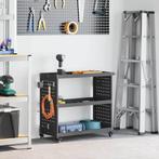 vidaXL Gereedschapswagen Zwart 75 x 35 x 73 cm Koudgewalst, Doe-het-zelf en Bouw, Verzenden, Nieuw