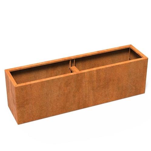 Cortenstaal plantenbak ‘Connect’ 200x50x60cm - Met bodem, Tuin en Terras, Bloembakken en Plantenbakken, 60 cm of meer, 100 cm of meer
