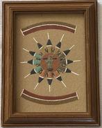 Zandschilderij op houten paneel met lijst - H. Begay -, Antiek en Kunst