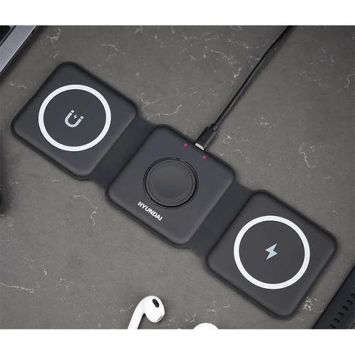Hyundai – magsafe opvouwbaar oplaadstation - 3 in 1 oplader, Telecommunicatie, Mobiele telefoons | Telefoon-opladers, Verzenden