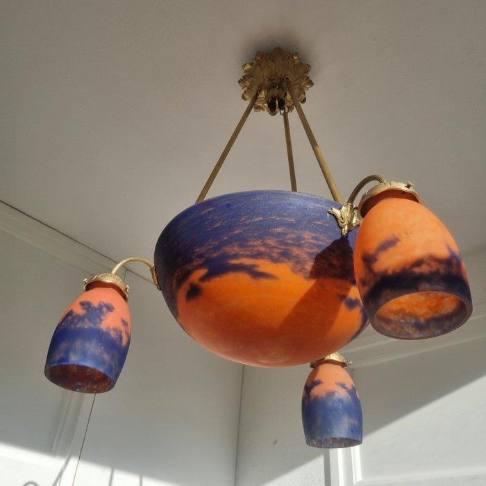 Degue stijl - Kroonluchter - Glas, Messing, Antiek en Kunst, Kunst | Designobjecten