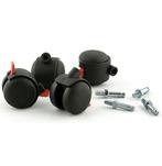 Set van 4 kunststof wielen tbv garderoberek zwart, Nieuw, Overige materialen, Klink of Kruk