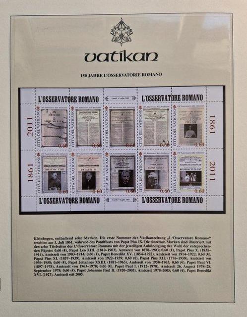 Cité du Vatican 2008/2011 - Feuilles dalbum complètes et, Postzegels en Munten, Postzegels | Europa | Italië