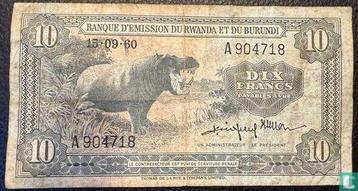 Rwanda en Burundi - Ruanda-Urundi 10 Francs 1960 (P2a1) -... beschikbaar voor biedingen