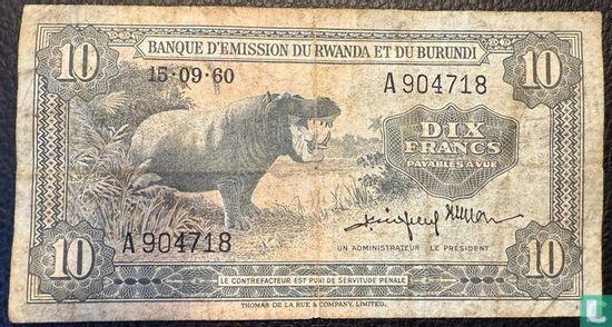 Rwanda en Burundi - Ruanda-Urundi 10 Francs 1960 (P2a1) -..., Postzegels en Munten, Bankbiljetten | Afrika, Verzenden