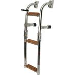 Opvouwbare Zwemtrap Rvs 3 houten treden 60x22cm, Watersport en Boten, Verzenden, Nieuw, Overige typen, Zeilboot of Motorboot
