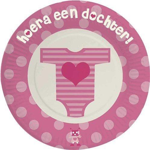 Geboorte Borden Dochter 18cm 8st, Hobby en Vrije tijd, Feestartikelen, Nieuw, Verzenden