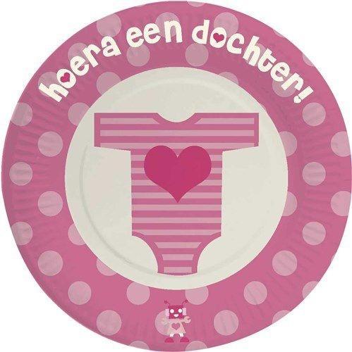 Geboorte Borden Dochter 18cm 8st, Hobby en Vrije tijd, Feestartikelen, Nieuw, Verzenden