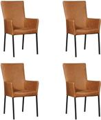 Set van 4 Cognac leren moderne eetkamerstoelen - poot, Huis en Inrichting, Stoelen, Overige kleuren, Nieuw, Leer, Ophalen of Verzenden