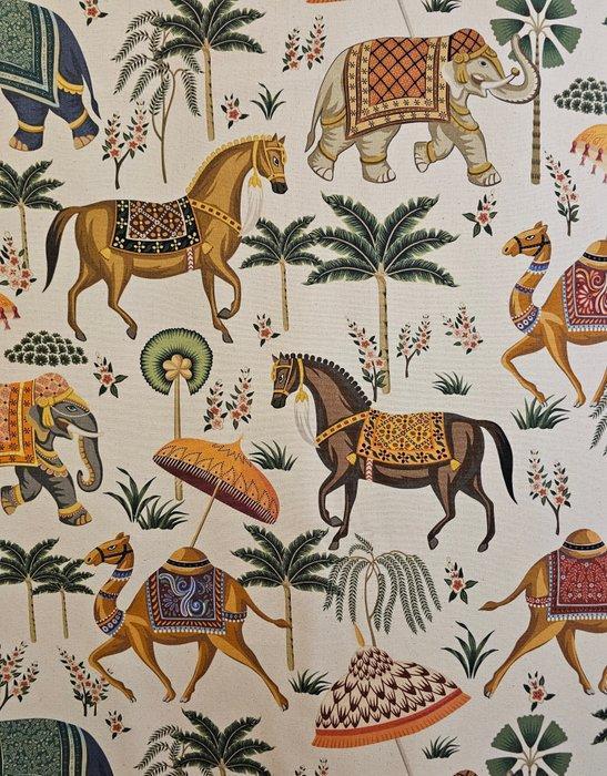 Aziatisch weefsel met kamelen en olifanten - Natuurlijk, Antiek en Kunst, Antiek | Tapijten, Tafelkleden en Textiel