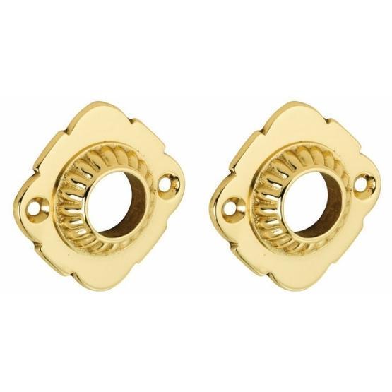 Set van twee krukrozetten Nouveau messing gelakt, Doe-het-zelf en Bouw, Hang- en Sluitwerk, Klink of Kruk, Nieuw, Overige materialen