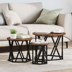 vidaXL Nestende Side Table 3 pcs Rook Eiken Engineered hout, Maison & Meubles, Verzenden