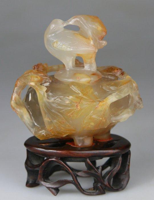 Vaas Tripode, Censer en Gesculpteerde Cornalijn - Bloemen -, Antiek en Kunst, Antiek | Overige Antiek